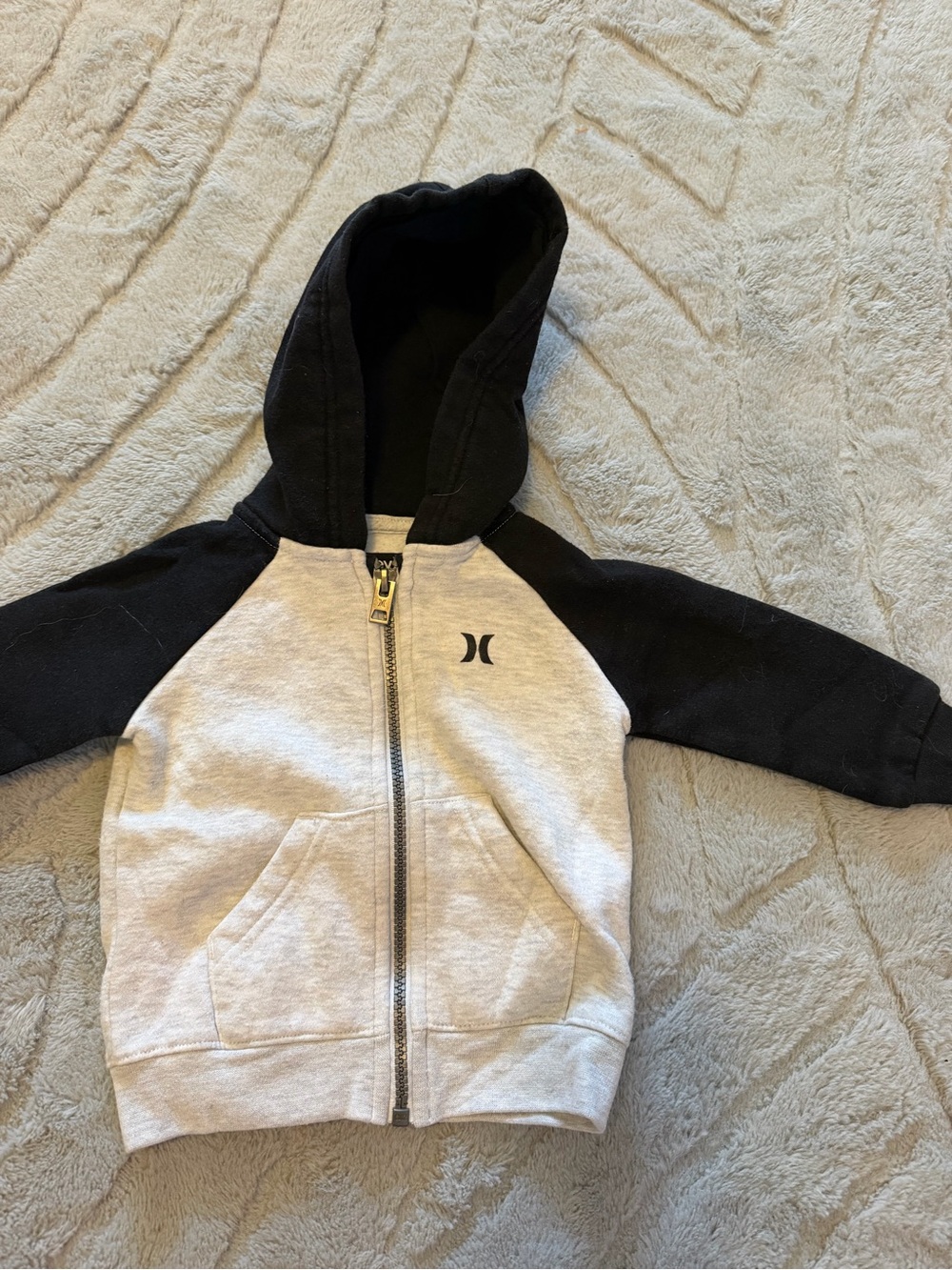 12 month Hurley Black & Gray Kids Zip-Up Hoodie